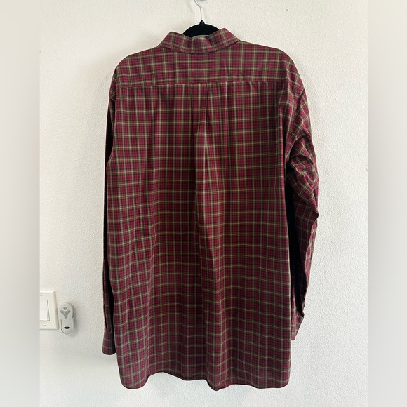 L.L. Bean Red Plaid Wrinkle Resistant Button Down Oxford - Size XL Tall - Picture 3 of 9